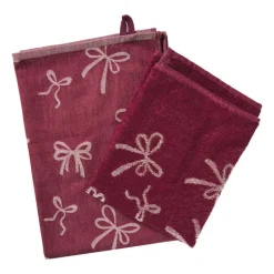 Keukendoek strikjes - bordeauxrood/roze - 50x50 cm