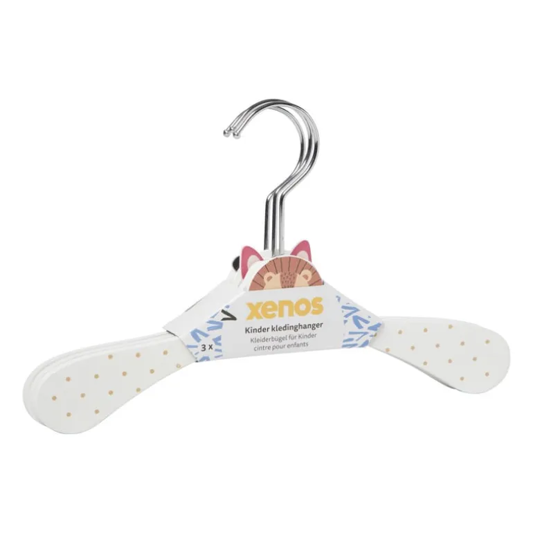 Kinder kledinghanger dieren - wit - set van 3