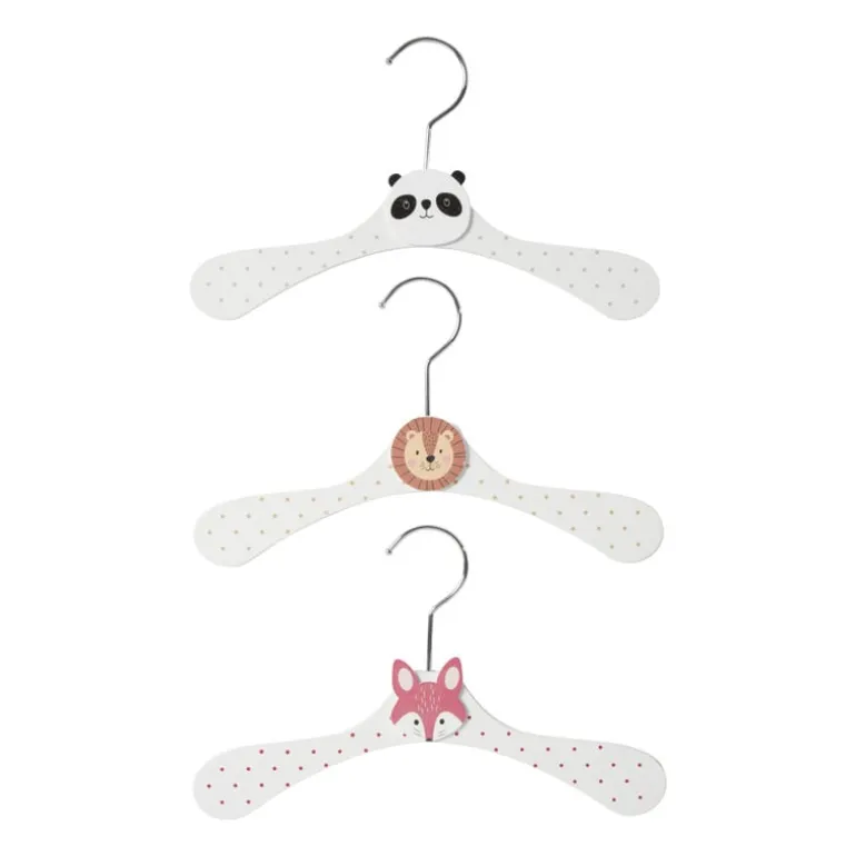 Kinder kledinghanger dieren - wit - set van 3