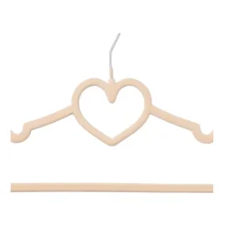 Kinder kledinghanger hart - vilt - beige - set van 5