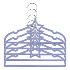 Kinder kledinghanger ster - vilt - paars - set van 5