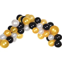 Kit ballonnenboog - goudkleurig/zwart/wit - 60 stuks