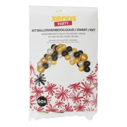 Kit ballonnenboog - goudkleurig/zwart/wit - 60 stuks