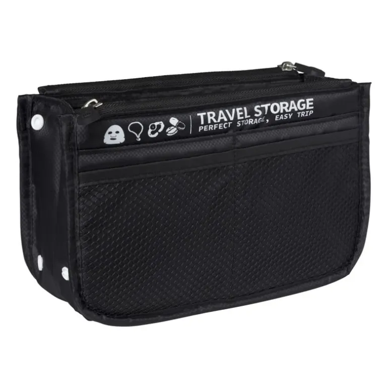 Koffer/tas organizer - zwart - 23.5x7x14 cm