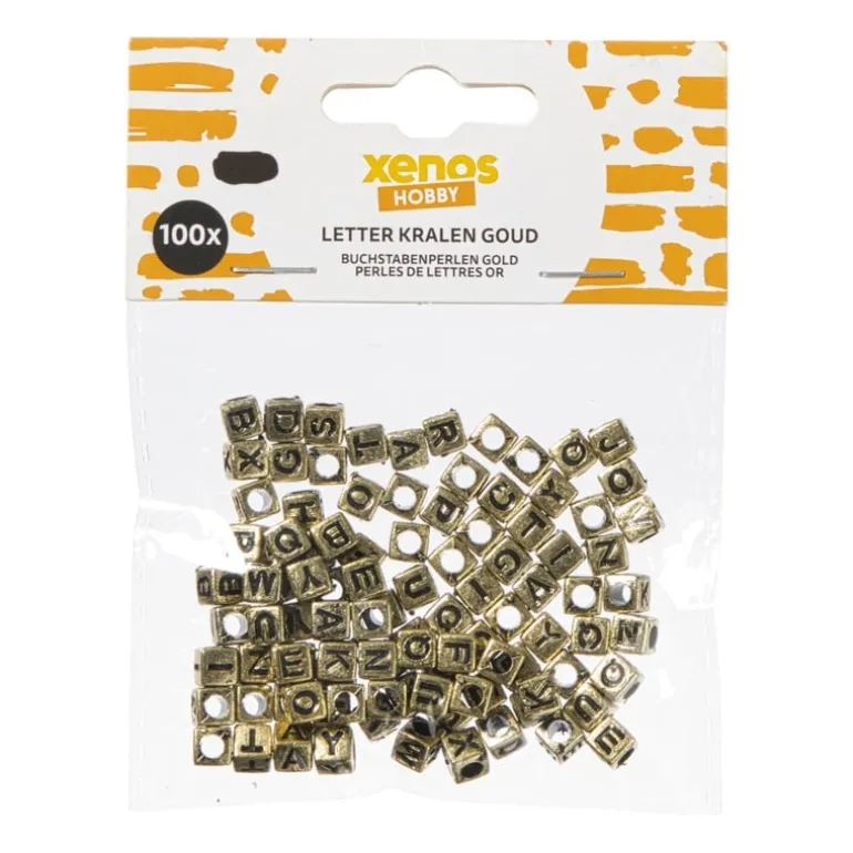 Kralen met letters - goud - set van 100