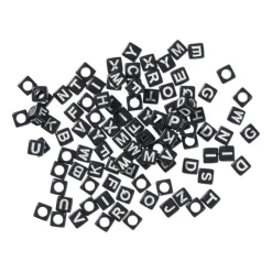 Kralen met letters - zwart - set van 100