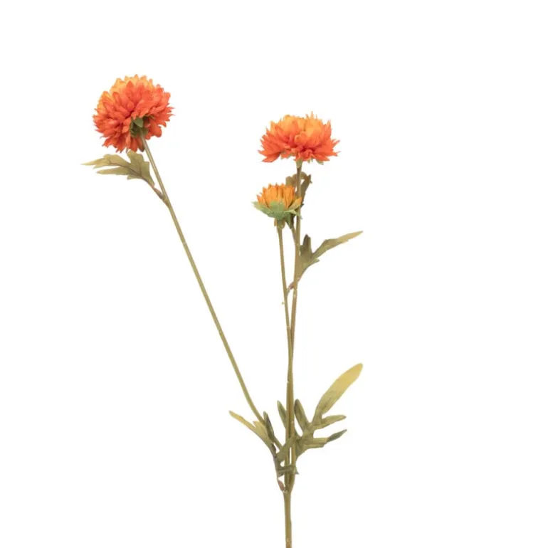 Kunstbloem met 2 chrysanten - oranje - 73 cm