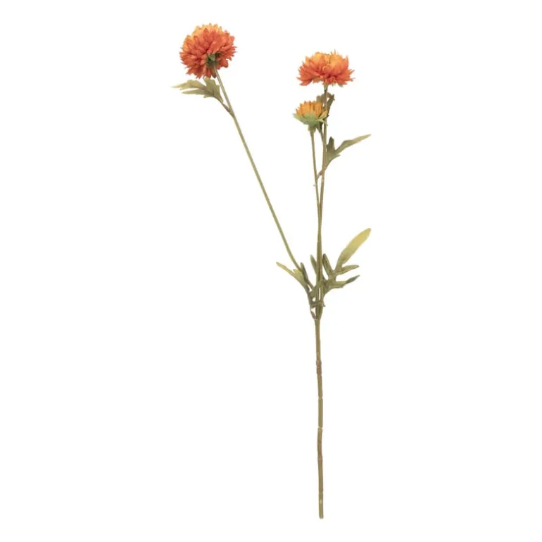 Kunstbloem met 2 chrysanten - oranje - 73 cm