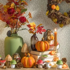 Kunstbloem met 3 chrysanten - rood - 68 cm