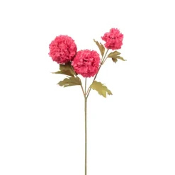 Kunstbloem met 3 hortensia's - fuchsia - 69 cm