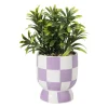 Kunstplantje geblokt - lila - ø8x17 cm