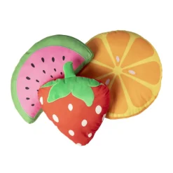 Kussen aardbei - rood/groen - 37x28 cm