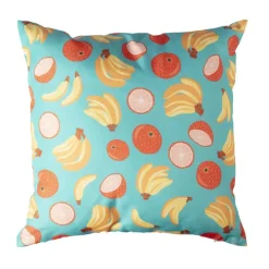 Kussen banaan & manderijn - blauw/geel - 45x45 cm