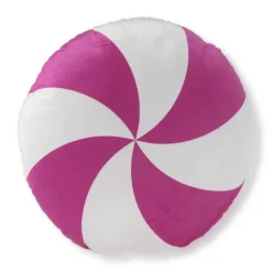 Kussen candy cane - roze/wit - ø40 cm