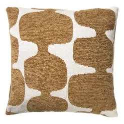 Kussen jacquard organisch - bruin/wit - 45x45 cm