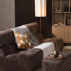 Kussen jacquard organisch - bruin/wit - 45x45 cm