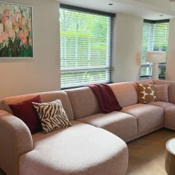 Kussen jacquard organisch - bruin/wit - 45x45 cm