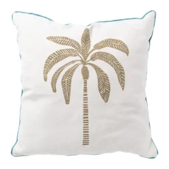 Kussen palmboom - blauw/wit/goud - 45x45 cm