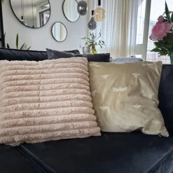 Kussen rib - beige - 45x45 cm
