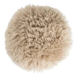 Kussen rond bontlook - beige - ø40 cm