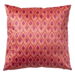 Kussen velvet blad - rood/roze - 45x45 cm