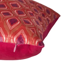 Kussen velvet blad - rood/roze - 45x45 cm
