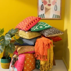 Kussen zigzag - blauw - 45x45 cm