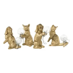 Lampje kat hoog - goudkleurig - 11x10x4.5 cm