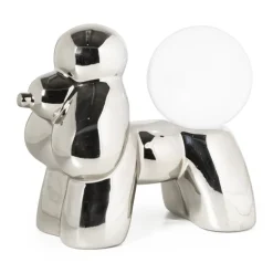 Lampje poedel - zilverkleurig - 16x18.5x9.5 cm