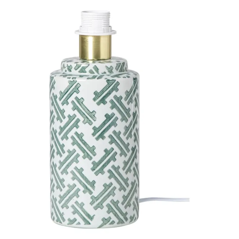 Lampvoet keramiek - wit/groen - ø12x22 cm