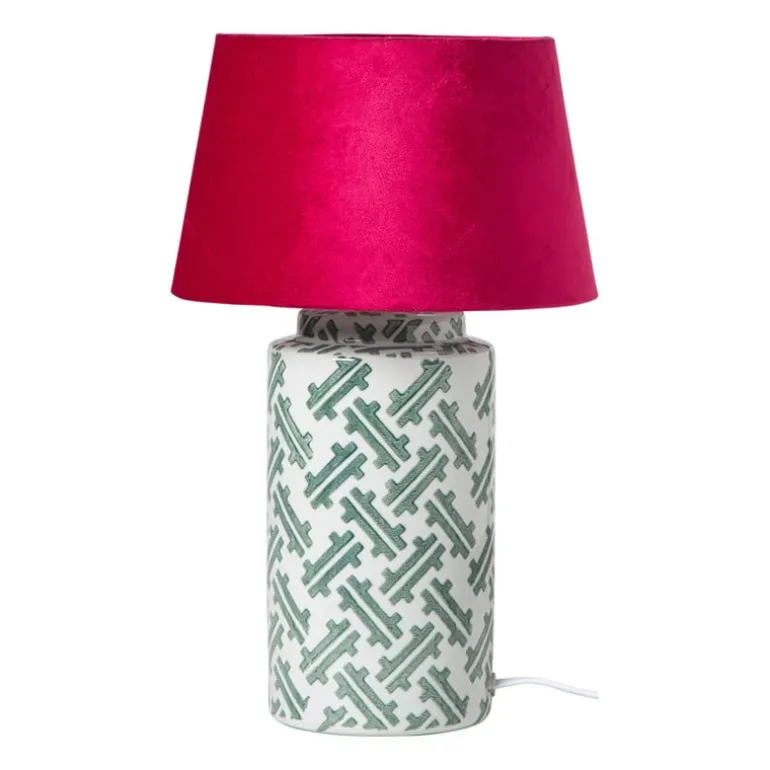 Lampvoet keramiek - wit/groen - ø12x22 cm