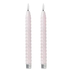 LED dinerkaarsen twist - roze - set van 2 - ø2.2x24.5 cm