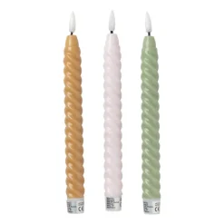 LED dinerkaarsen twist - roze - set van 2 - ø2.2x24.5 cm