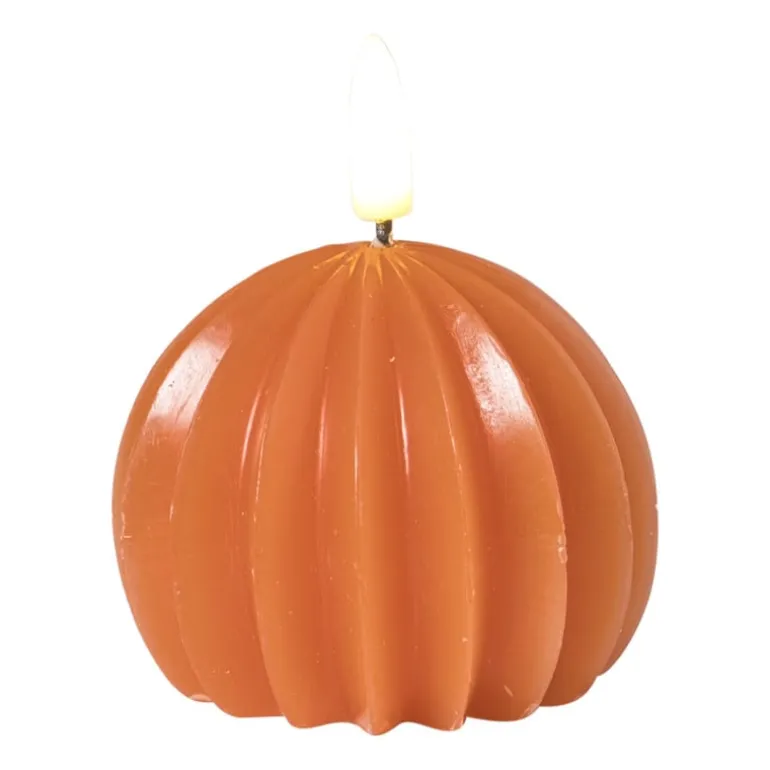 LED kaars bol - oranje - ø7.5x6 cm
