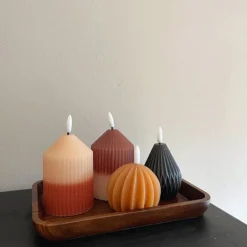 LED kaars duo - beige/bruin - ø7x10 cm