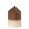 LED kaars duo - beige/lichtbruin - ø7x10 cm