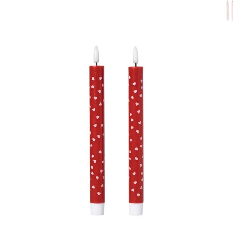 LED kaars hartjes - roze/rood - ø2.2x24 cm