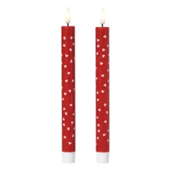 LED kaars hartjes - roze/rood - ø2.2x24 cm