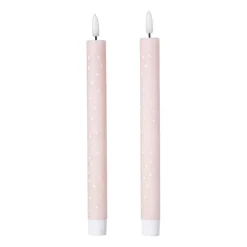 LED kaars hartjes - roze/rood - ø2.2x24 cm