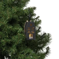 LED kersthuisje - zwart - 11.3x5.8x4.3 cm