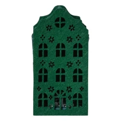 LED kersthuisje vilt - groen - 11.3x5.8x4.3 cm