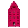 LED kersthuisje vilt - roze - 11.3x5.8x4.3 cm
