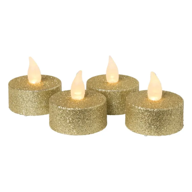LED waxinelichten - goud - set van 4