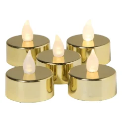 LED waxinelichten - goud - set van 5