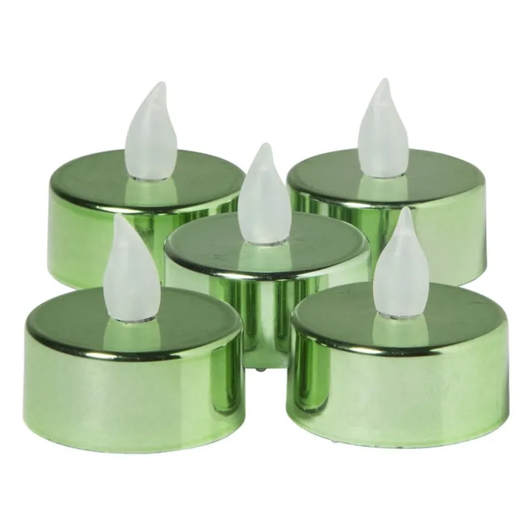 LED waxinelichten - groen - set van 5