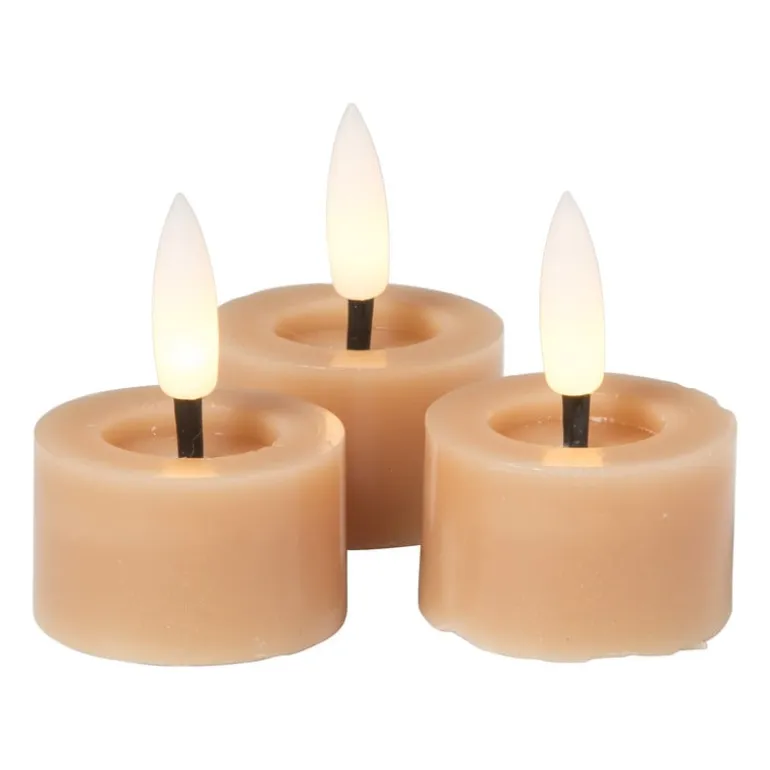LED waxinelichten - taupe - set van 3