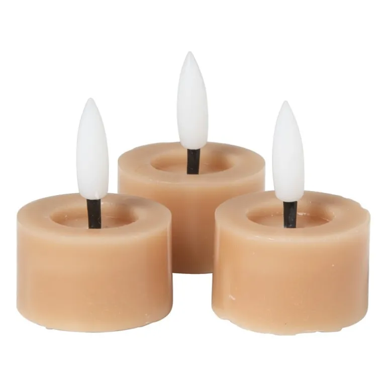 LED waxinelichten - taupe - set van 3