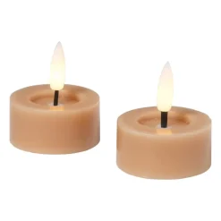 LED waxinelichten - taupe - set van 2