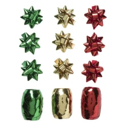 Lint met strik - groen/rood/goudkleurig - set van 3