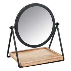 Make-up spiegel met plankje - zwart - 19x14x21 cm
